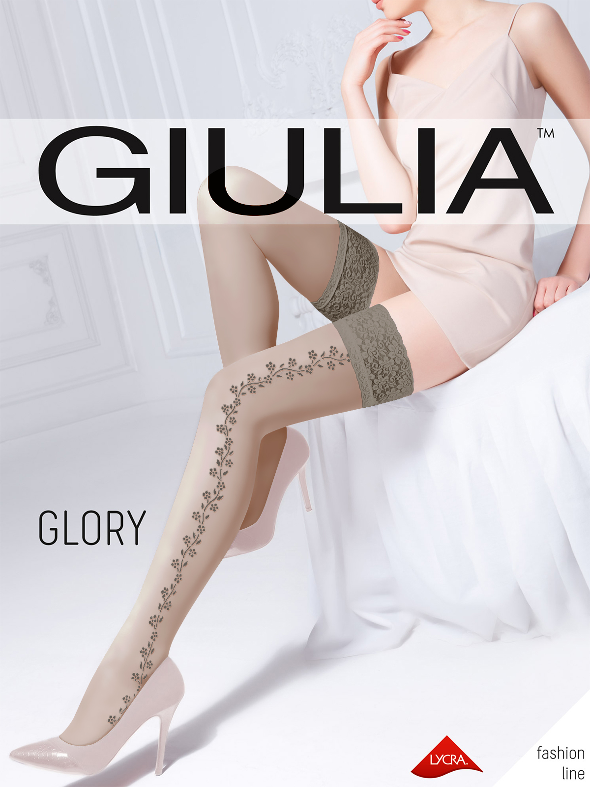 Чулки Giulia GLORY 03 коричневый/черный
